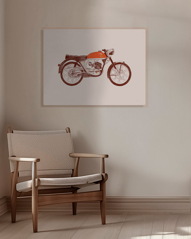Vintage plakát červená motorka ilustrace