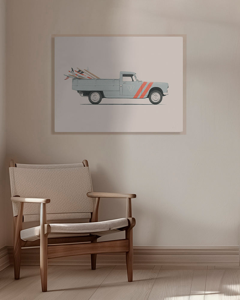 Vintage obraz pickup s surfovými prkny