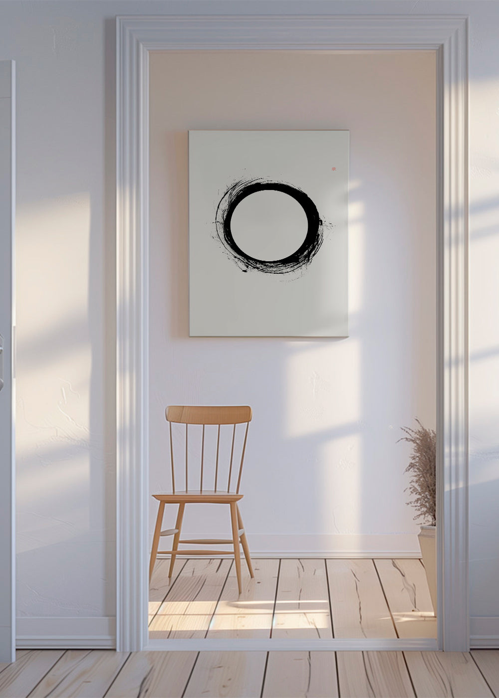 Minimalistický obraz s gestickým kruhem