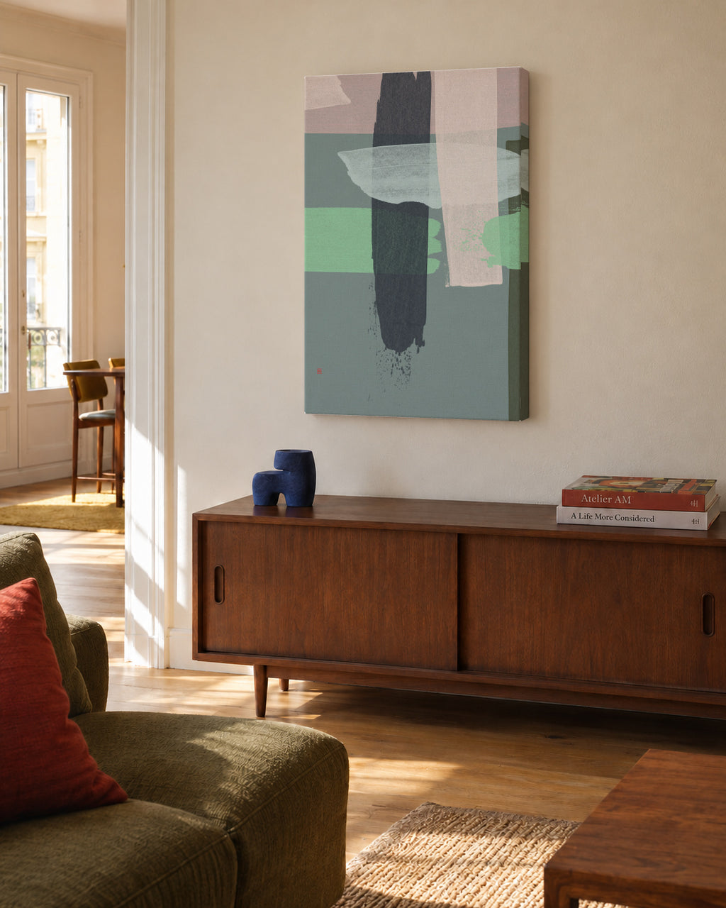 Wickerwork n° 1 - Unframed canvas in an interior