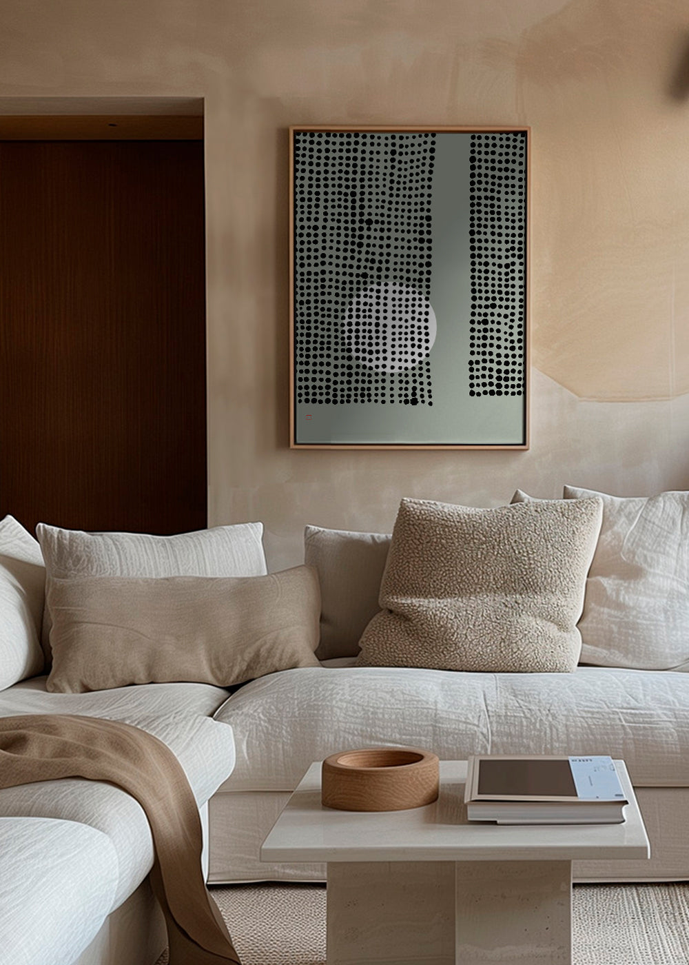 Abstraktní obraz: bodový měsíc vertikálně