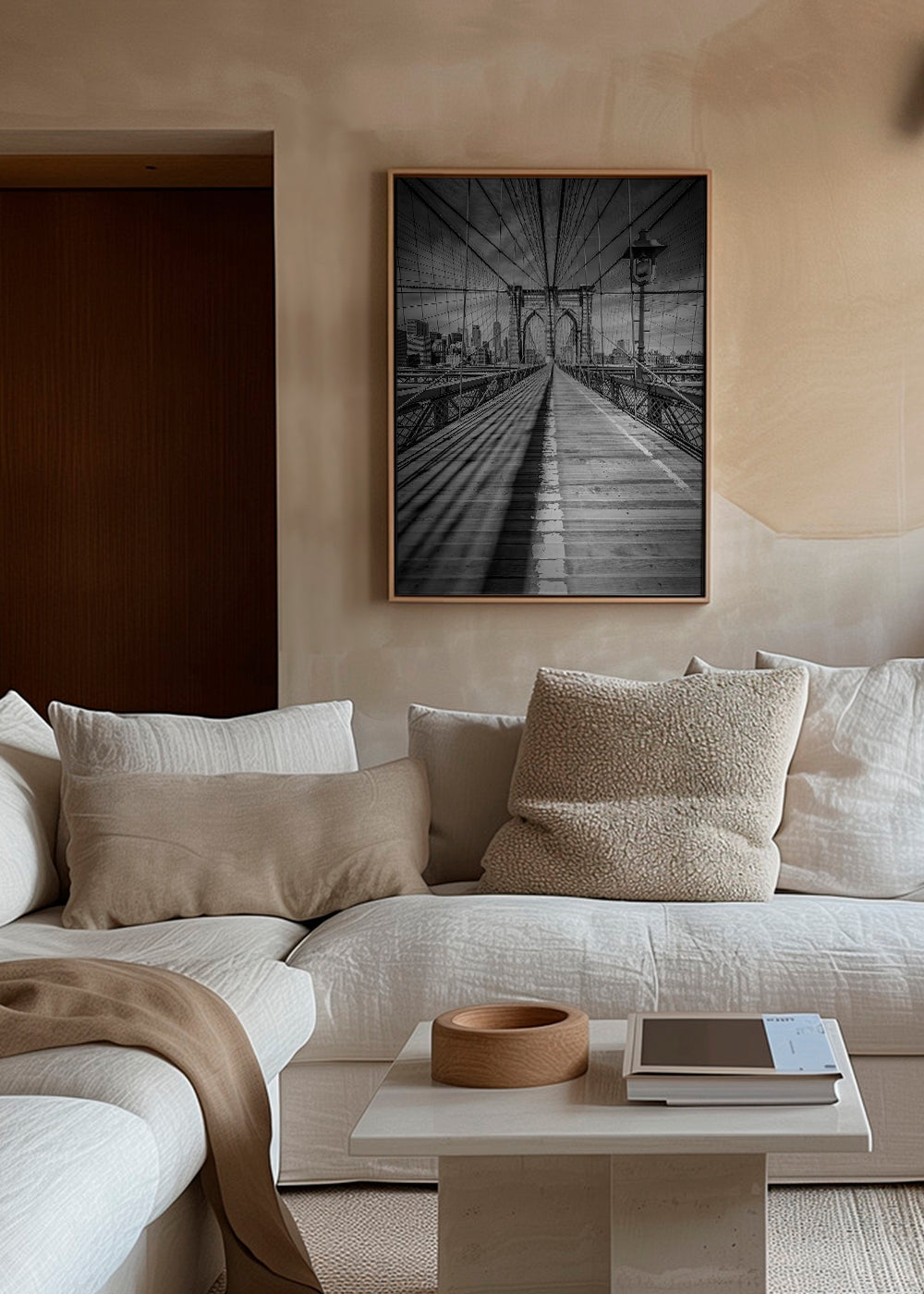 Obraz města Brooklyn Bridge černobílý