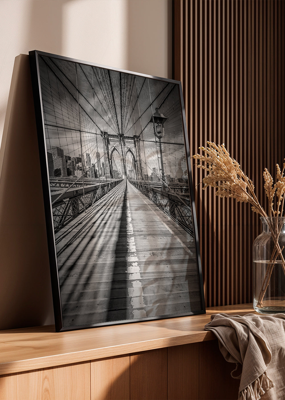 Obraz města Brooklyn Bridge černobílý