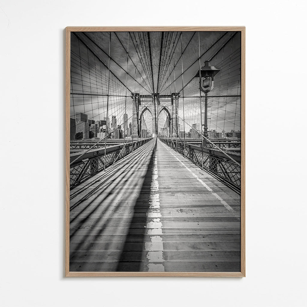 Obraz města Brooklyn Bridge černobílý