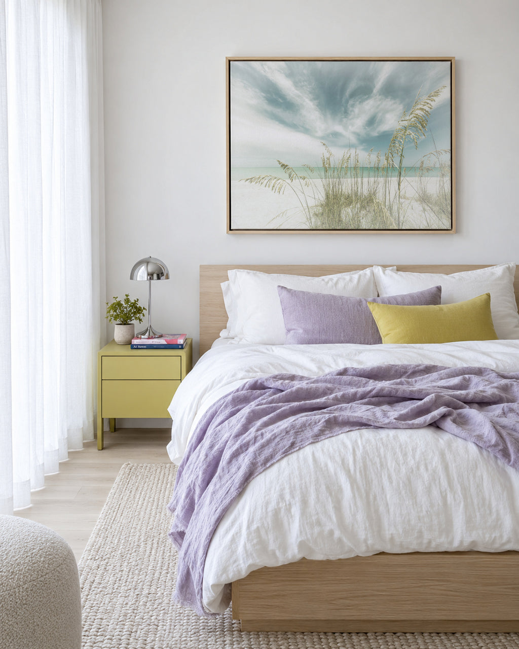 Heavenly calmness on the beach | Vintage - Framed canvas in an interior