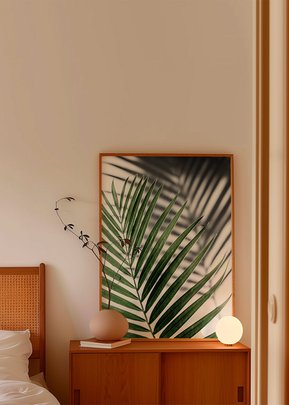 Botanický plakát s palmovým listem v detailu