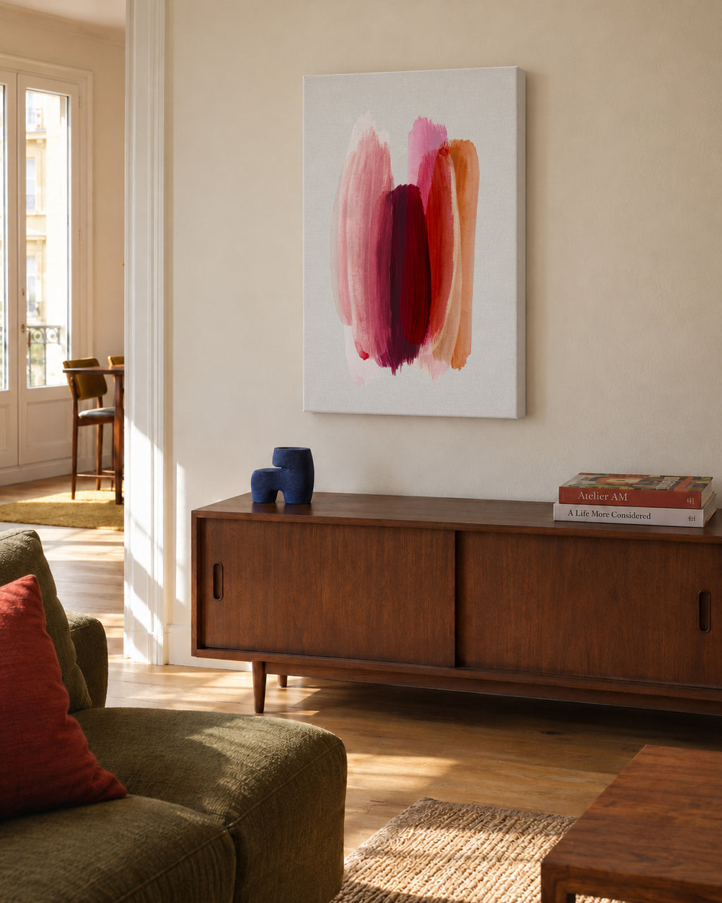 Abstract Brush Strokes 32X - Unframed canvas in an interior
