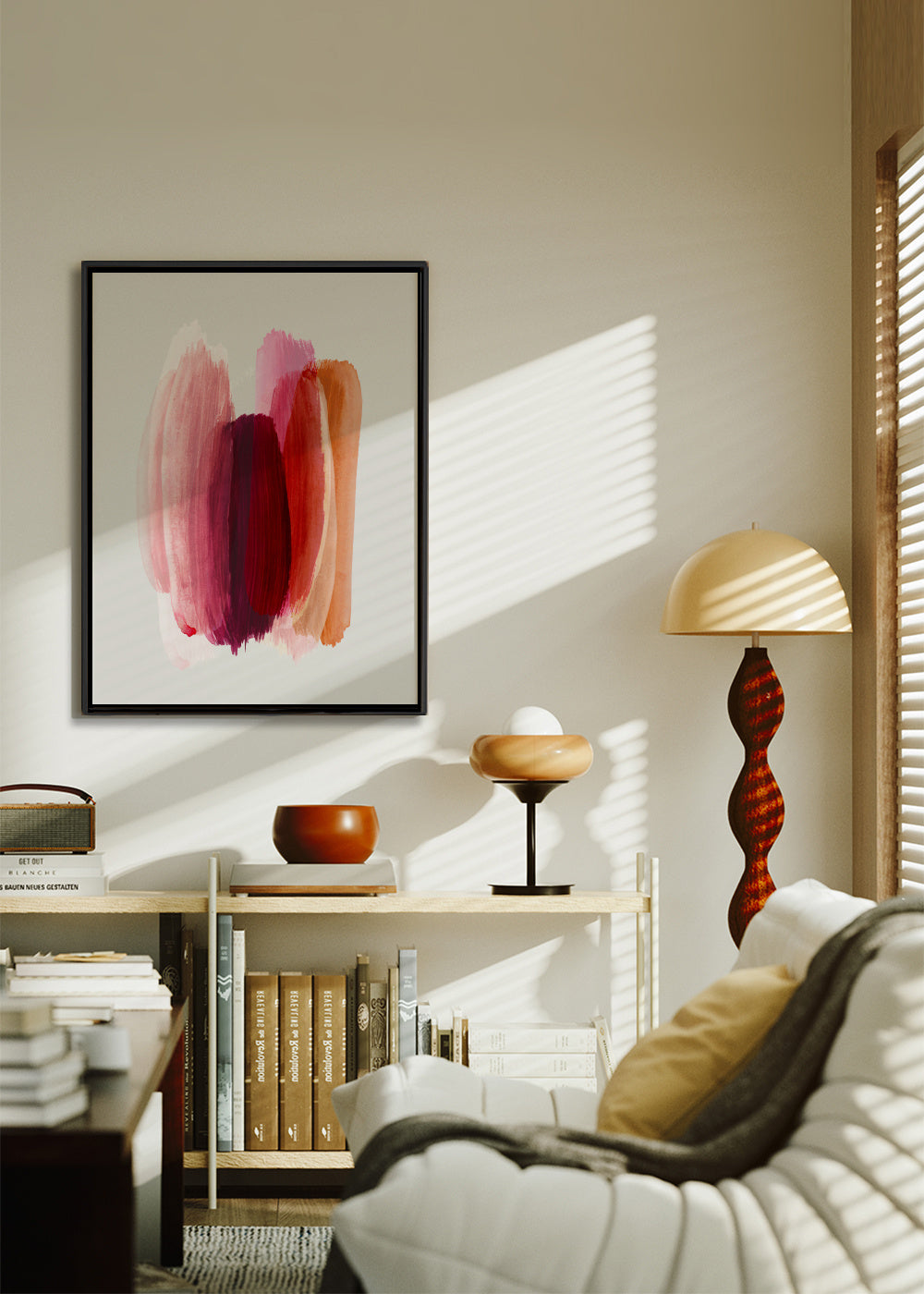 Abstract Brush Strokes 32X - Framed canvas in an interior