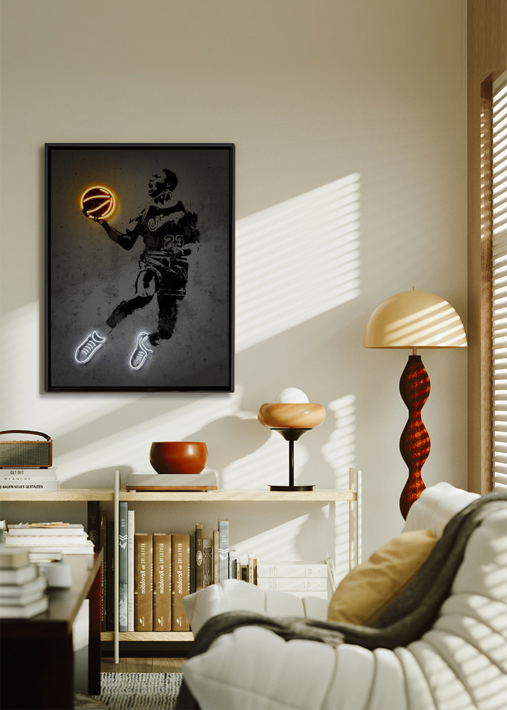 Sportovní obraz stencil s neonem