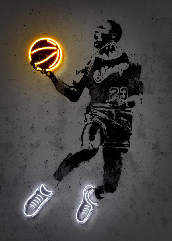 Sportovní obraz stencil s neonem