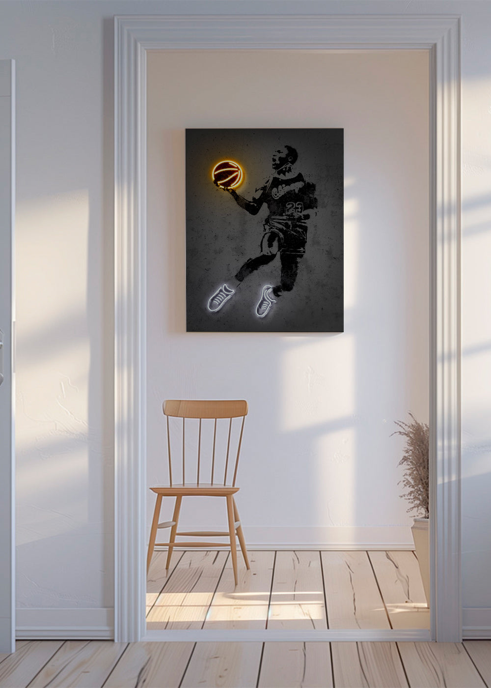 Sportovní obraz stencil s neonem