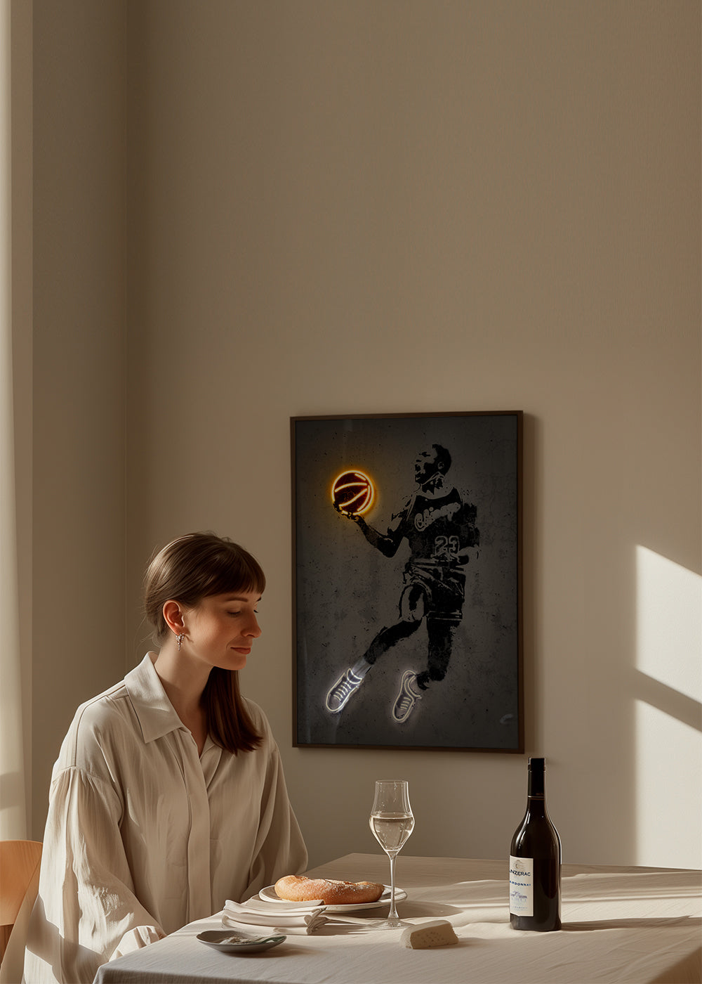 Sportovní obraz stencil s neonem