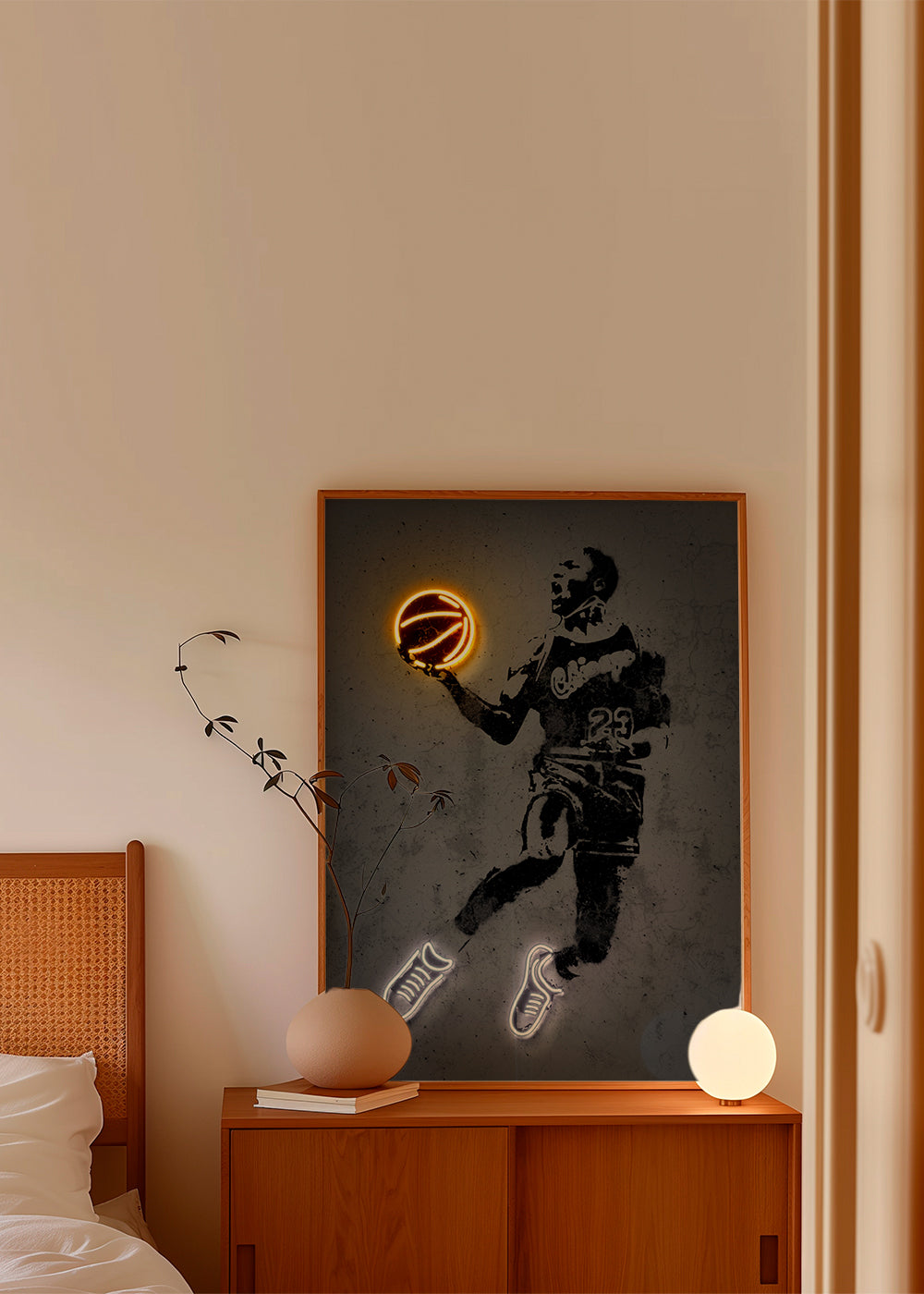 Sportovní obraz stencil s neonem