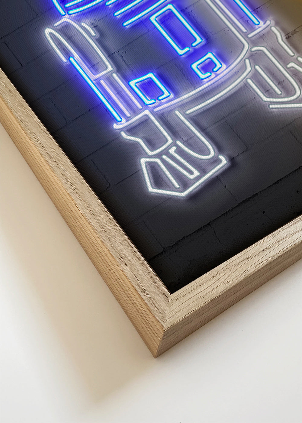 Neonová ilustrace robotů na zeď