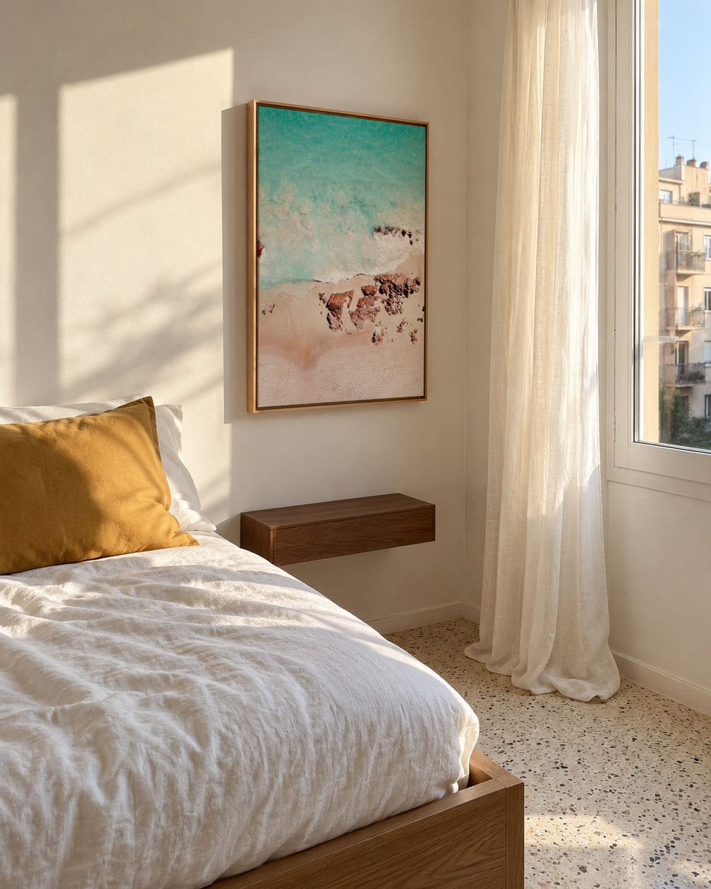 Golden Rose Beach - Framed canvas in an interior