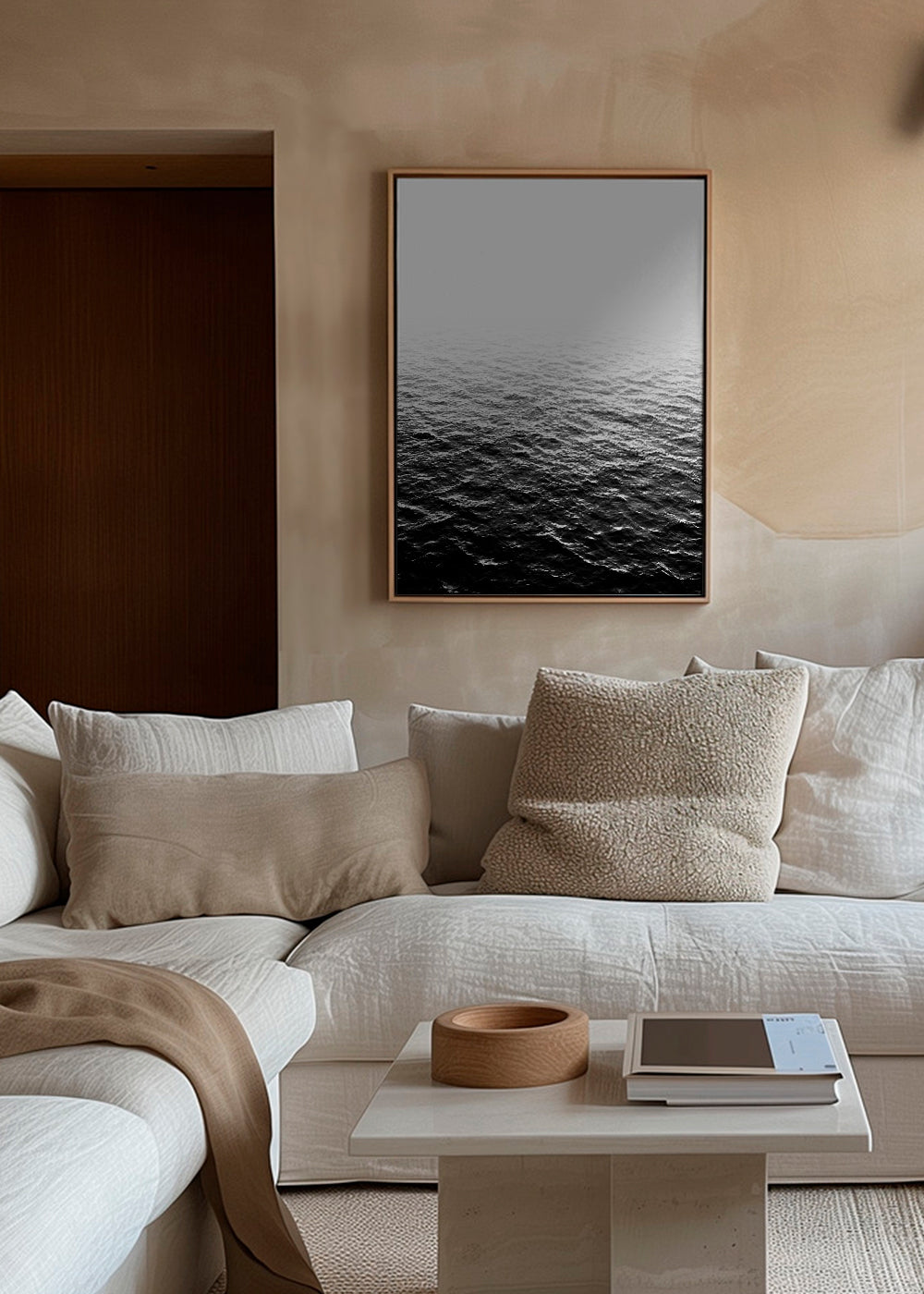 Černobílá fotografie oceánu