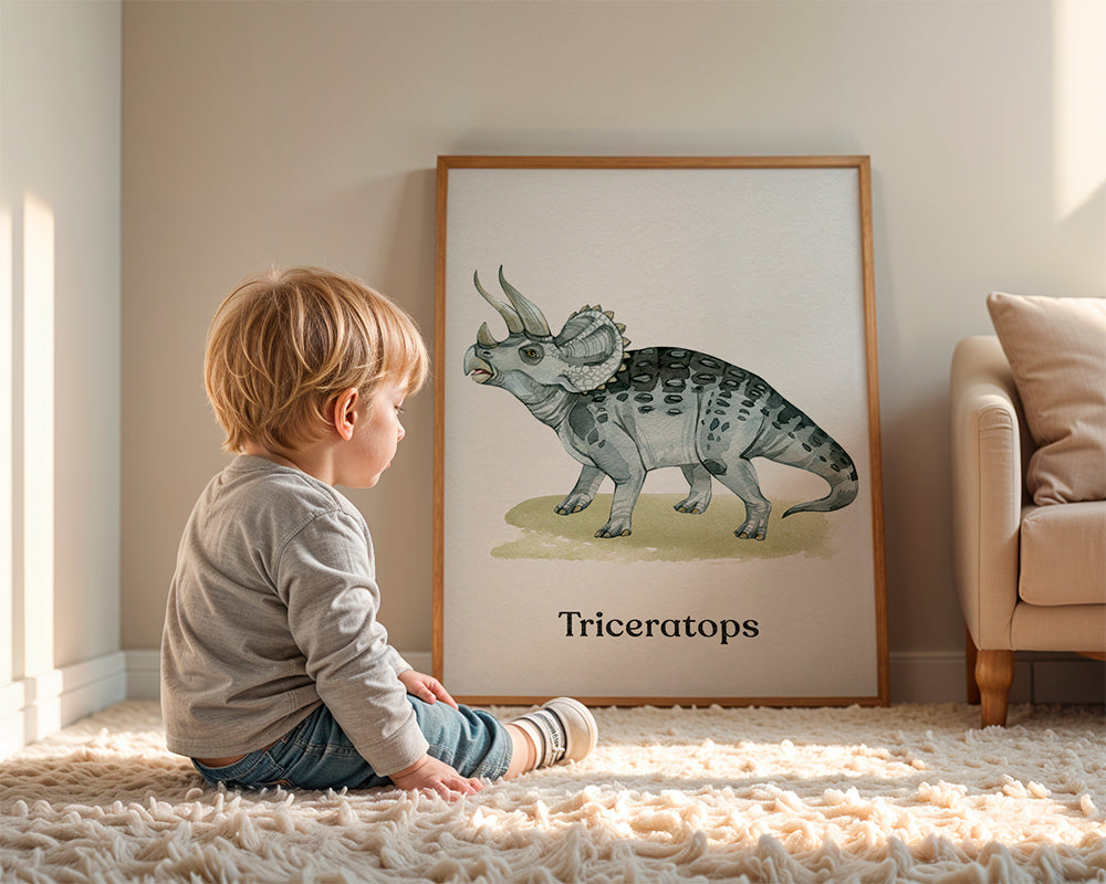 Dílo Triceratops akvarelová ilustrace