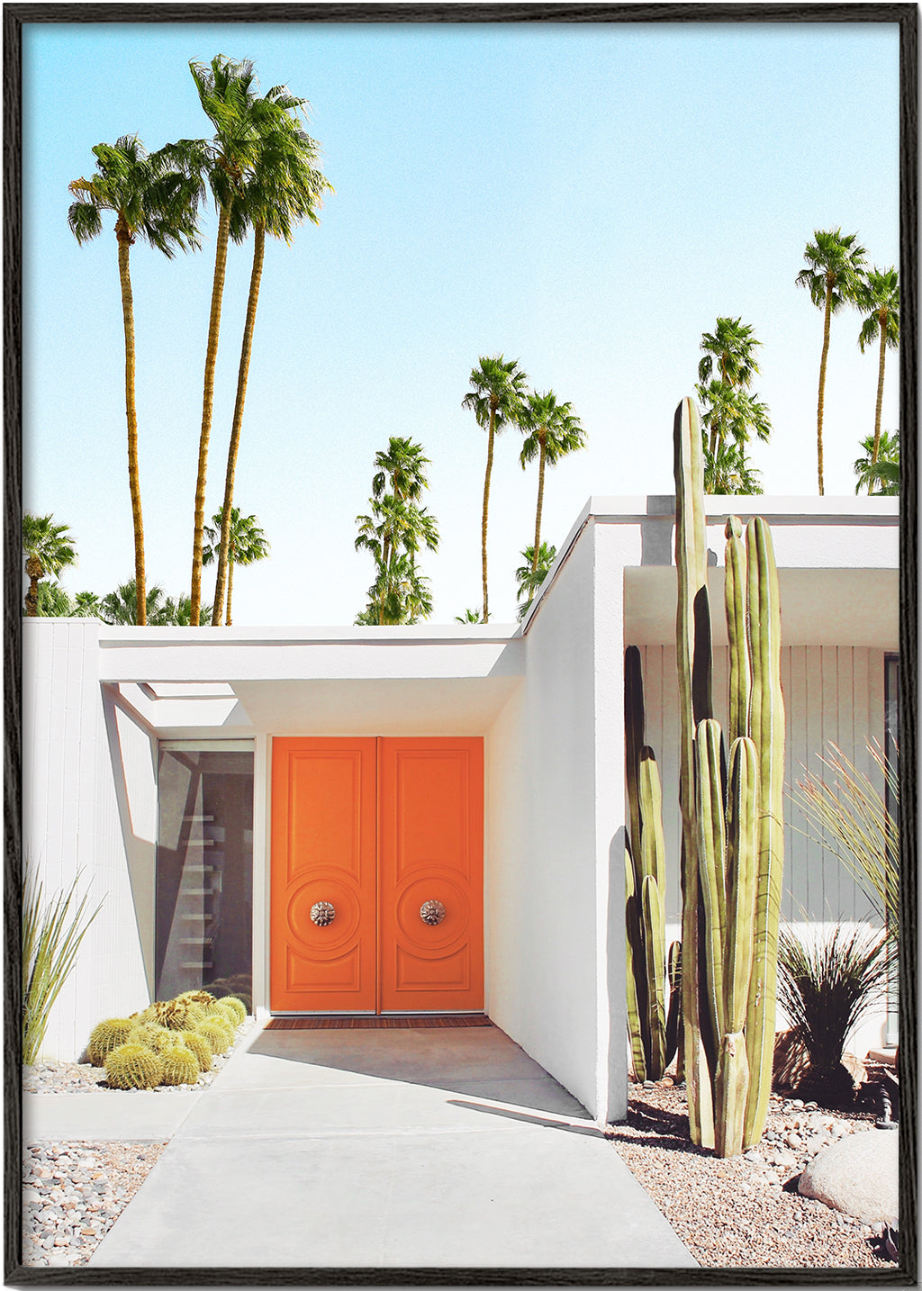 Botanický plakát Palm Springs oranžové dveře