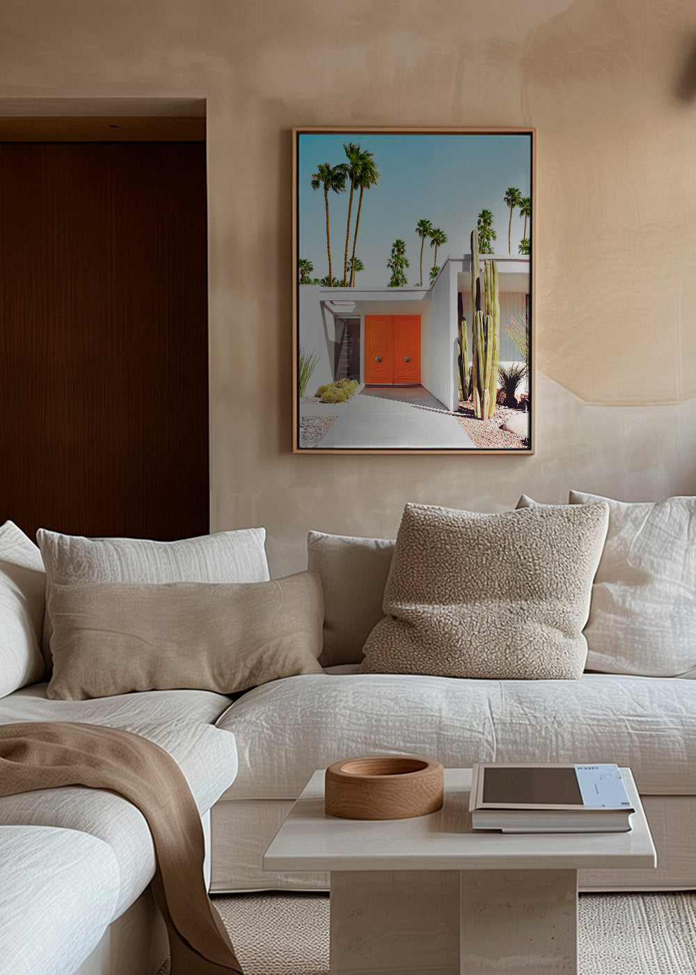 Botanický plakát Palm Springs oranžové dveře