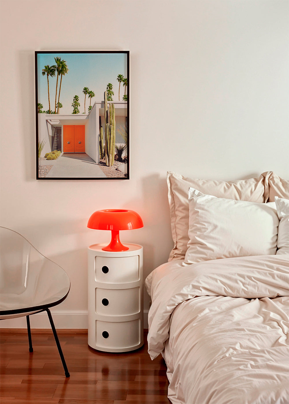 Botanický plakát Palm Springs oranžové dveře