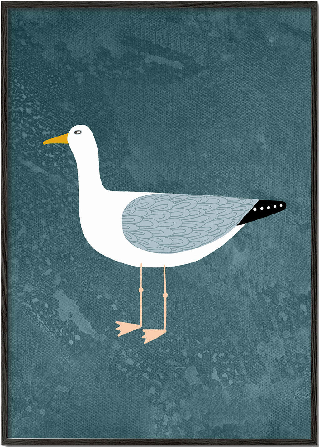 Ilustrace racek na modrém pozadí