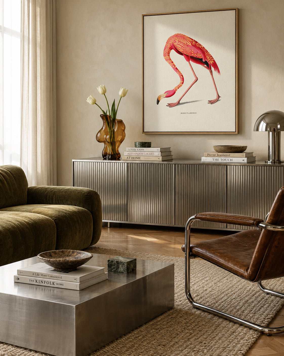 Boho flamingo - Framed canvas in an interior