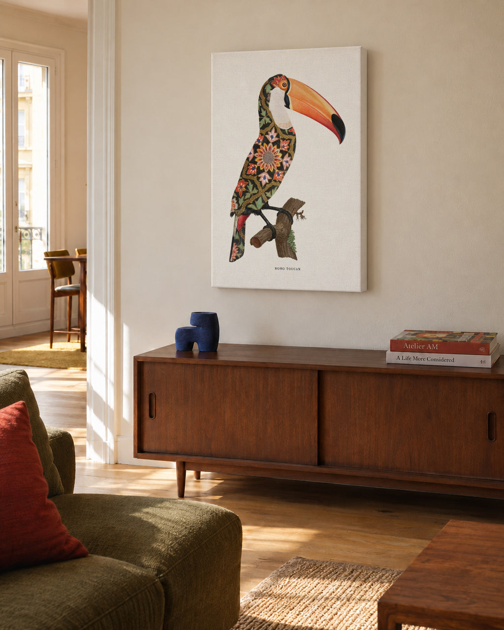 Boho toucan - Unframed canvas in an interior