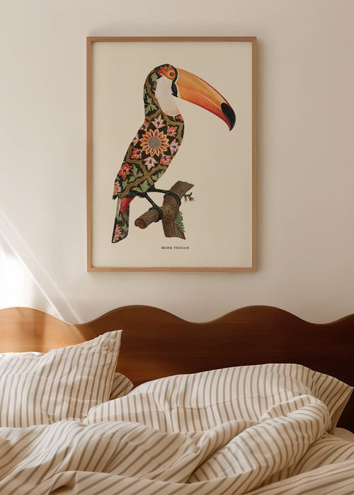 Boho tukan s dekorativním peřím