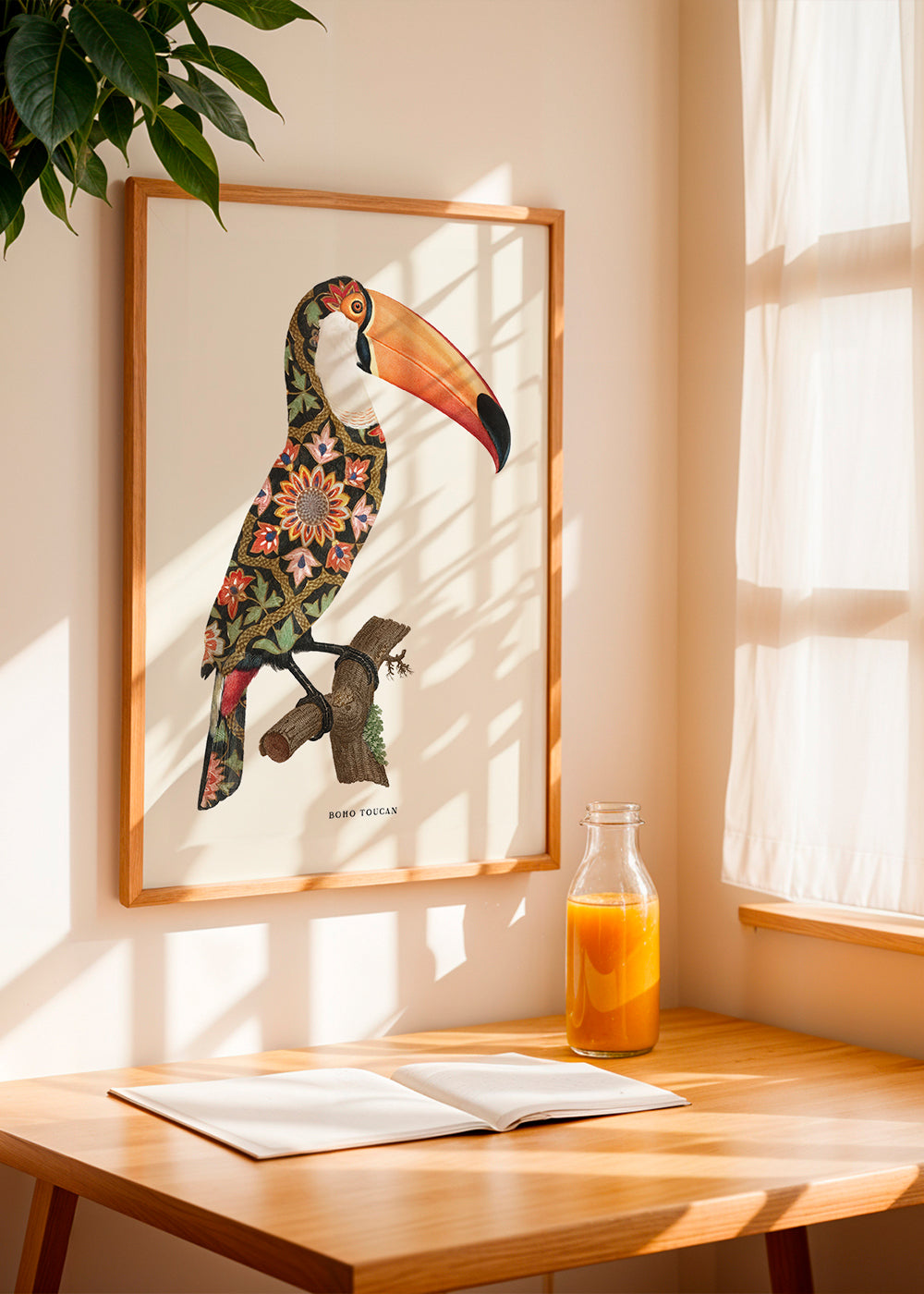 Boho tukan s dekorativním peřím