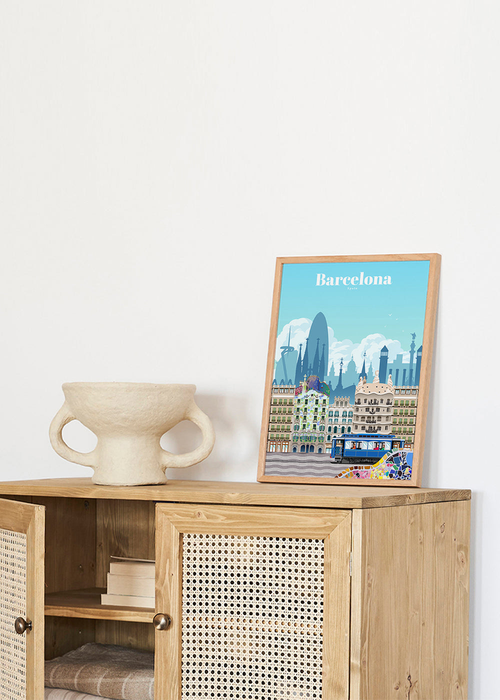 Plakát Barcelona cestování ilustrované panorama