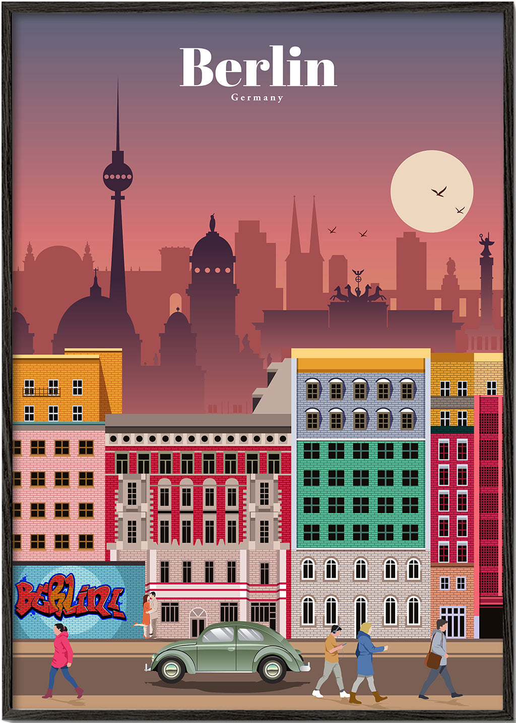 Cestovatelský plakát Berlín: ilustrované panorama