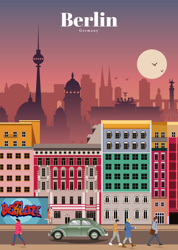 Cestovatelský plakát Berlín: ilustrované panorama