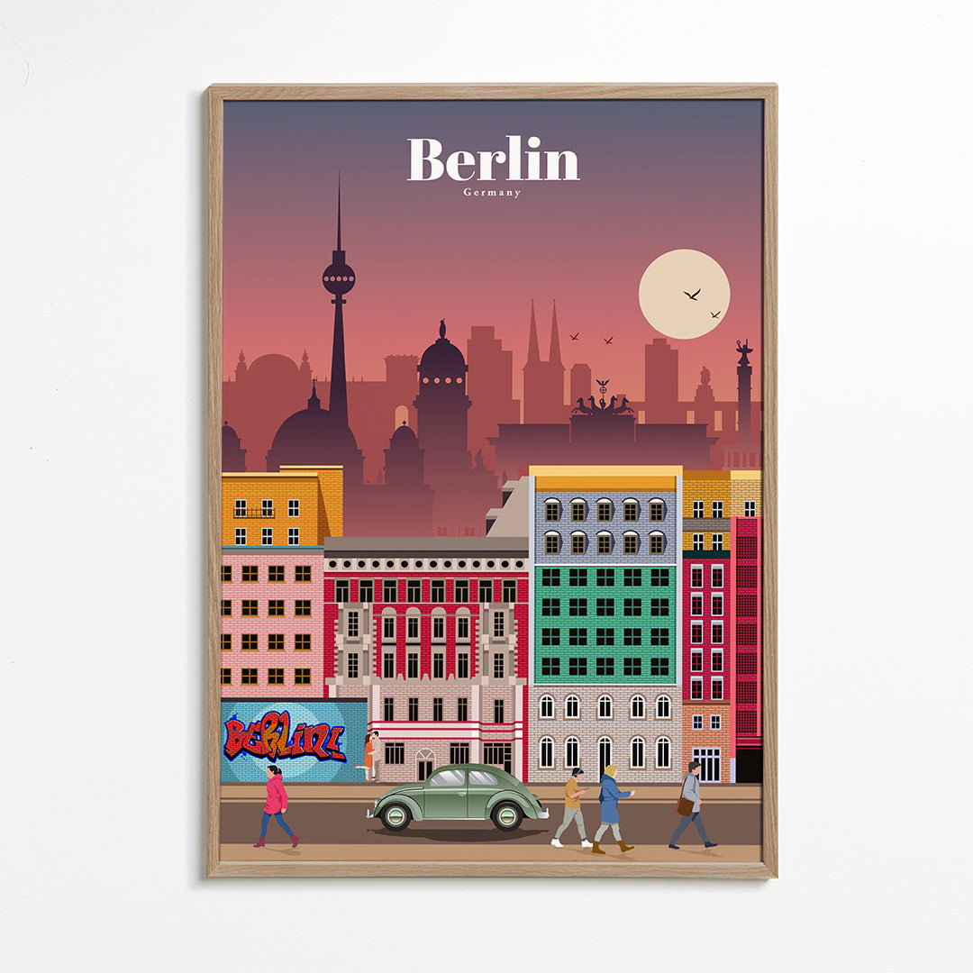Cestovatelský plakát Berlín: ilustrované panorama