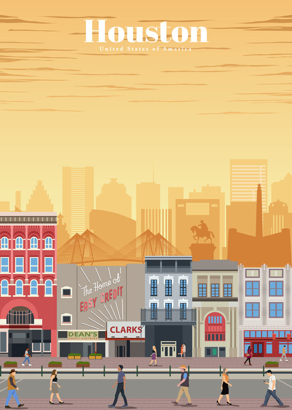 Městské umění: Houston ilustrace na výšku