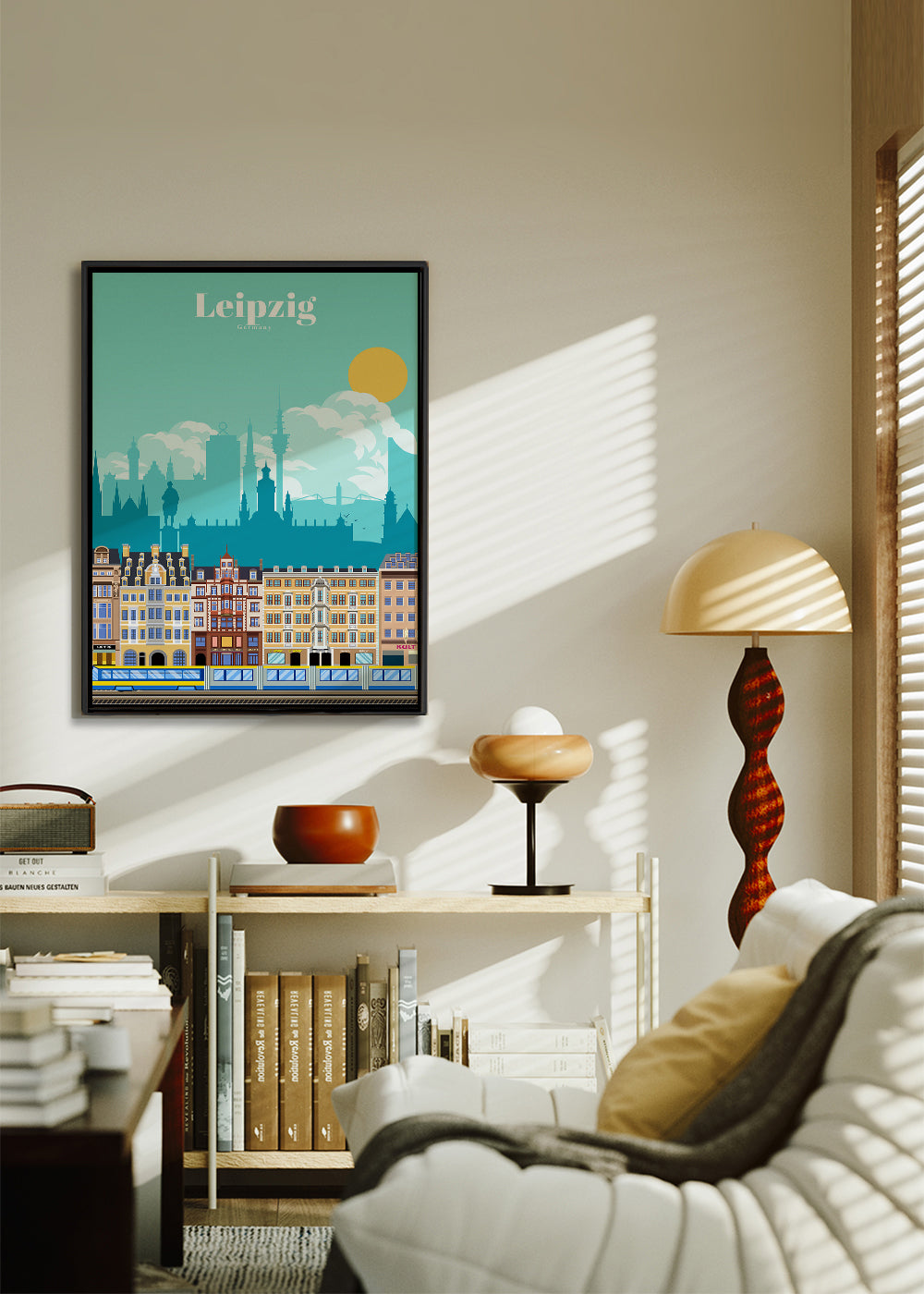 Cestovatelský plakát Leipzig ilustrace