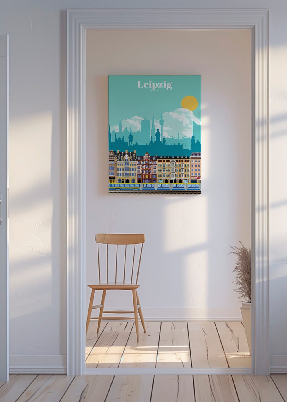 Cestovatelský plakát Leipzig ilustrace