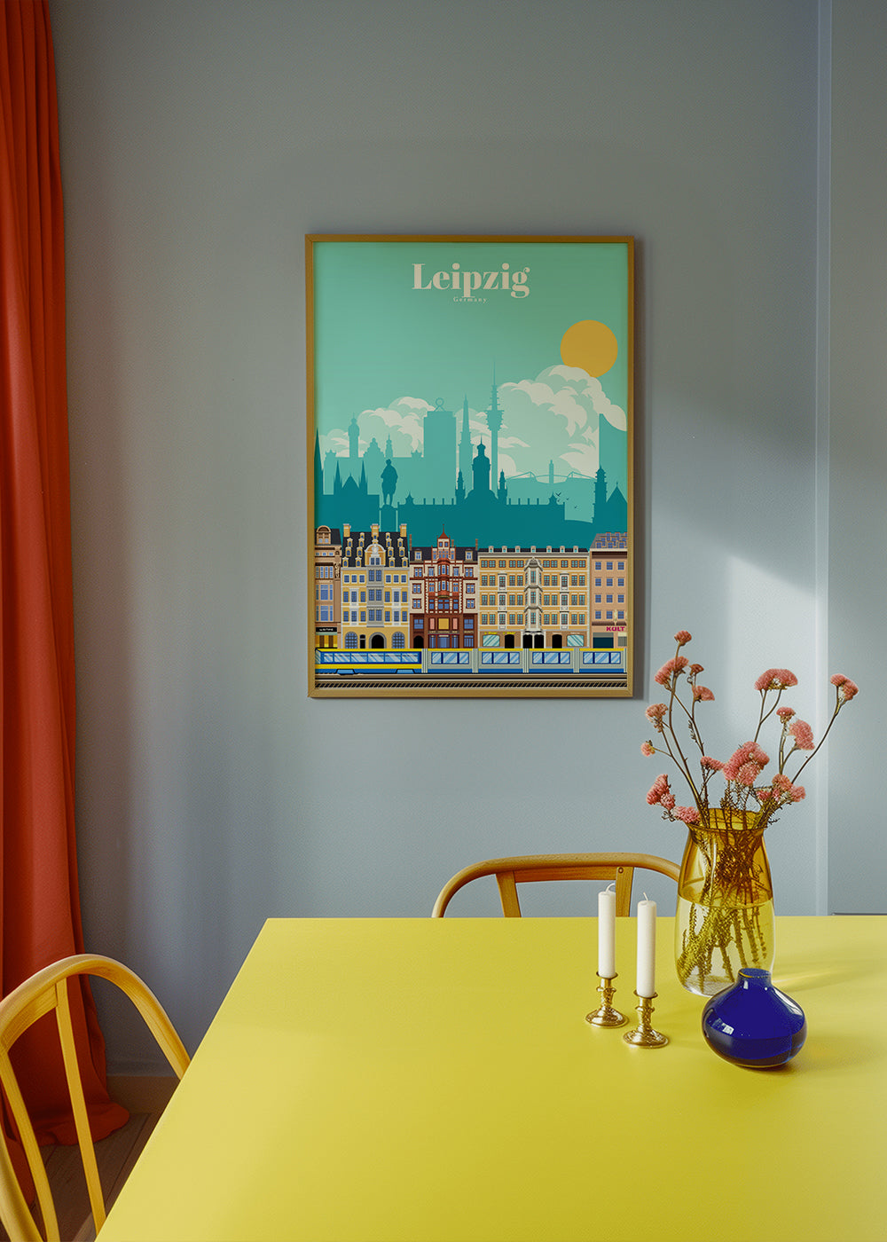 Cestovatelský plakát Leipzig ilustrace