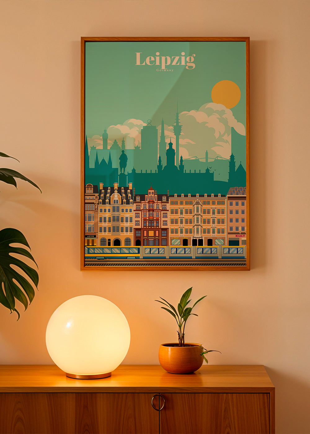 Cestovatelský plakát Leipzig ilustrace