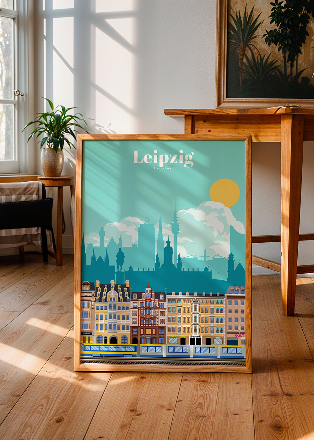 Cestovatelský plakát Leipzig ilustrace
