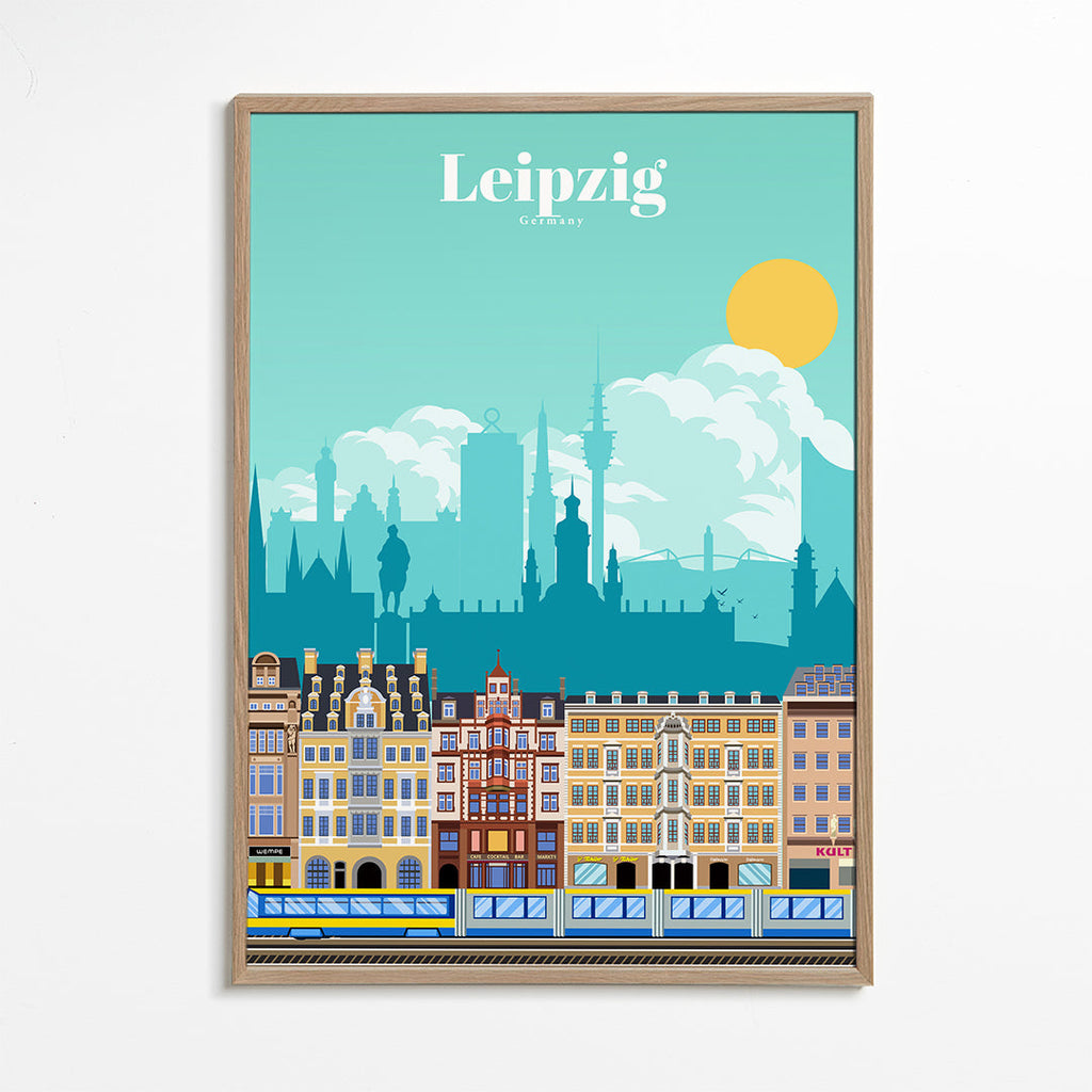 Cestovatelský plakát Leipzig ilustrace