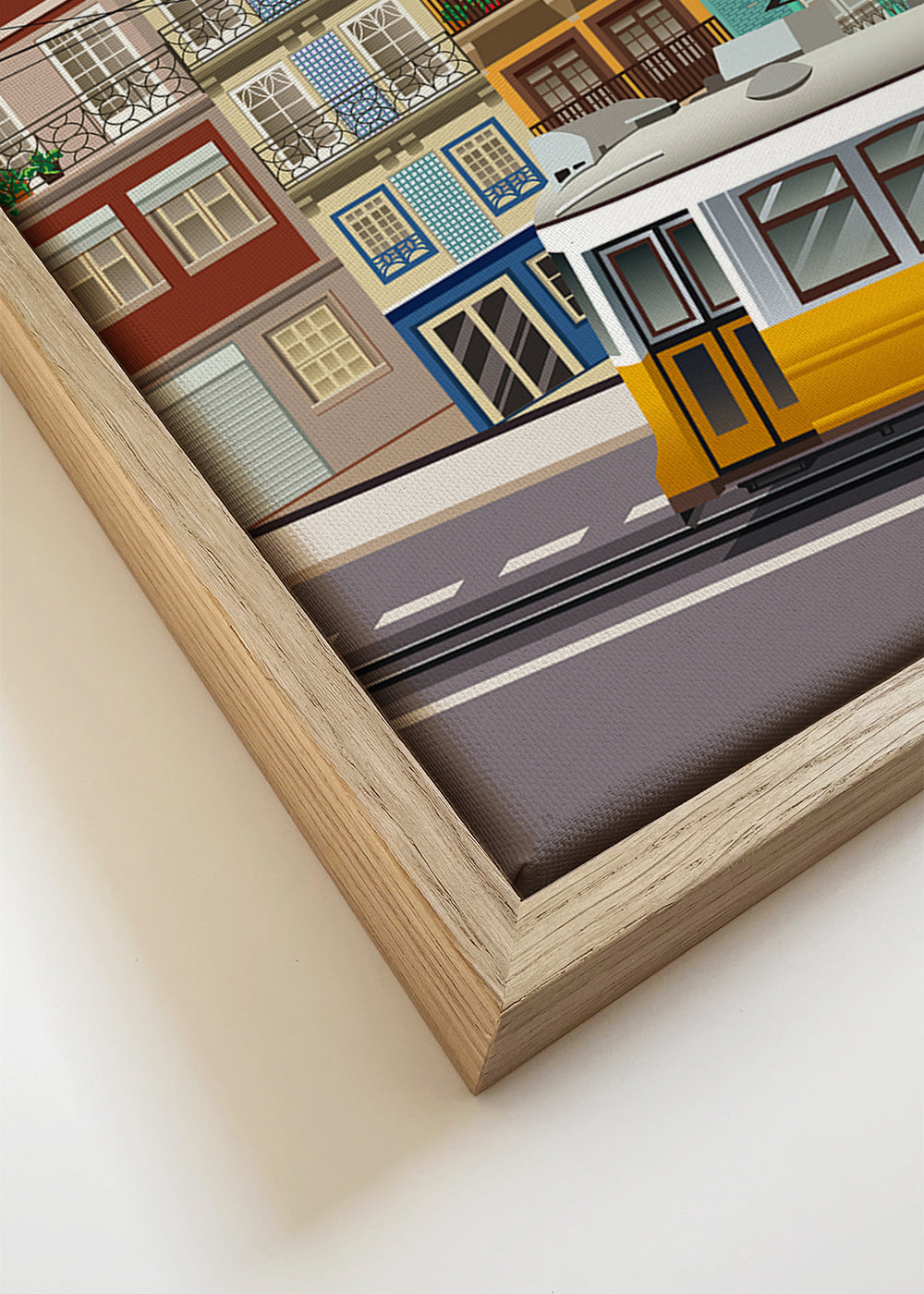 Plakát z cest: žlutý tramvaj Lisabon