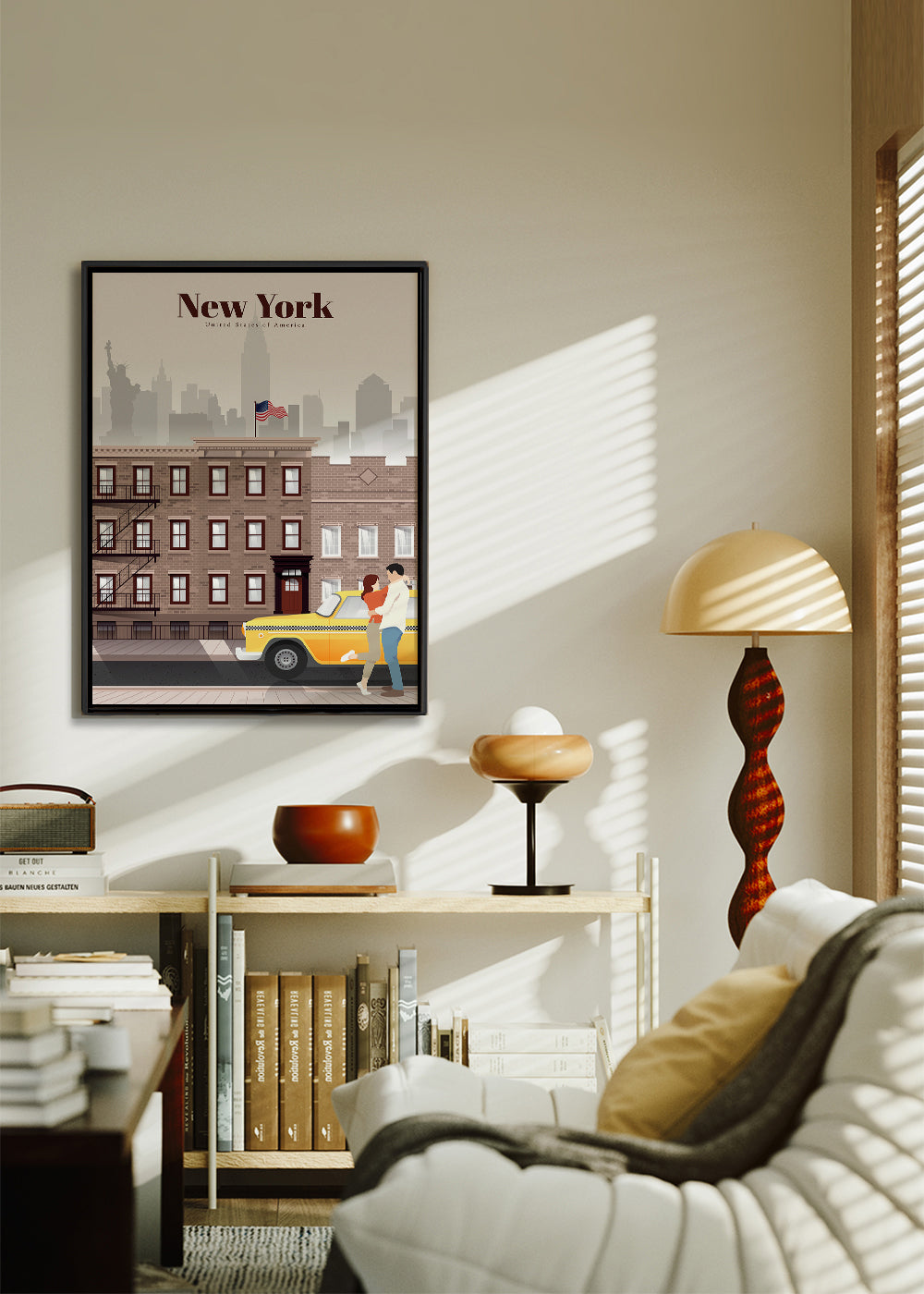 Cestovatelský plakát New York taxi pár