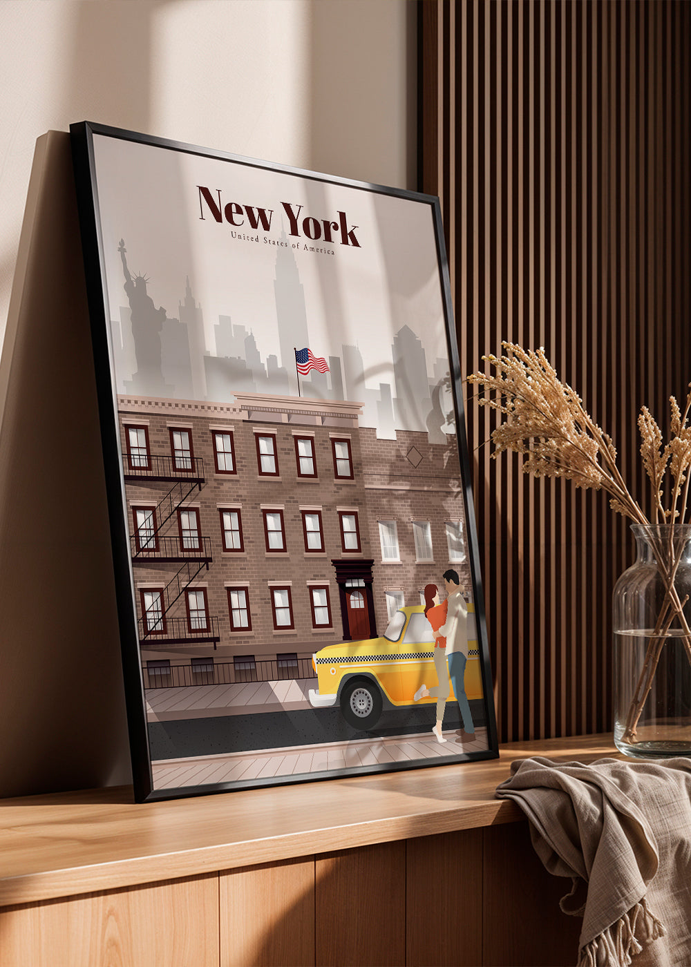 Cestovatelský plakát New York taxi pár
