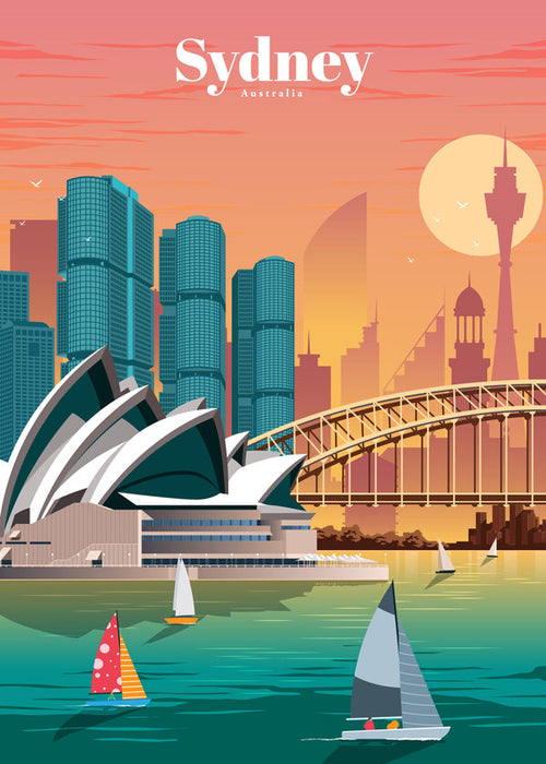 Plakát města Sydney v ilustraci