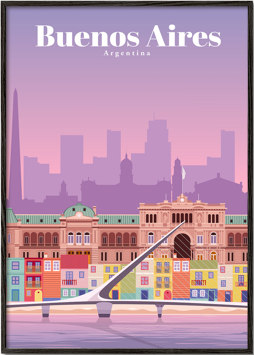 Plakát z cest: Barevná ilustrace Buenos Aires