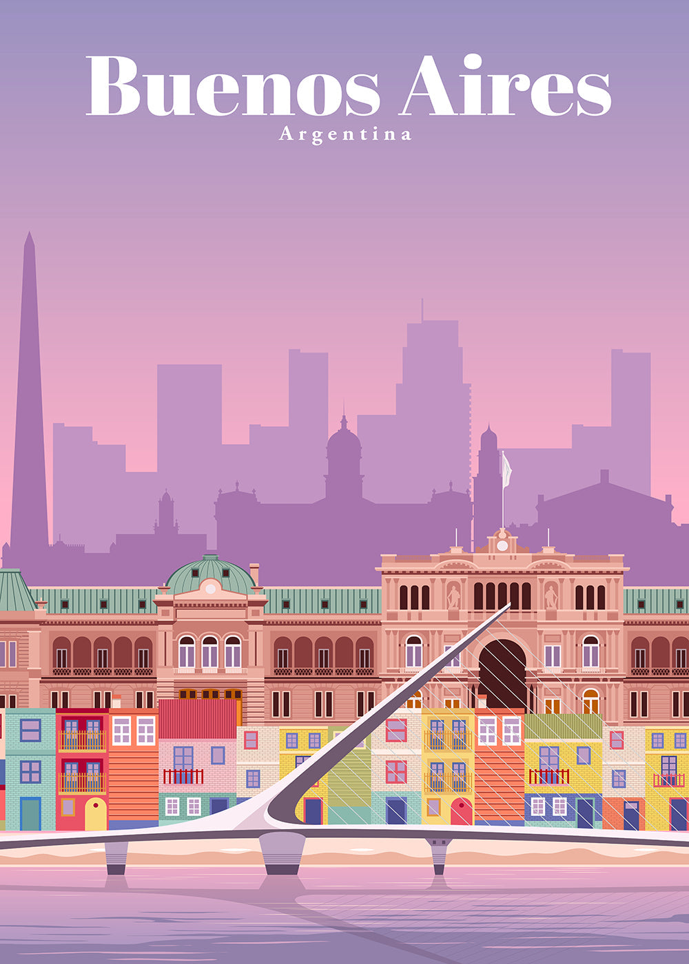 Plakát z cest: Barevná ilustrace Buenos Aires