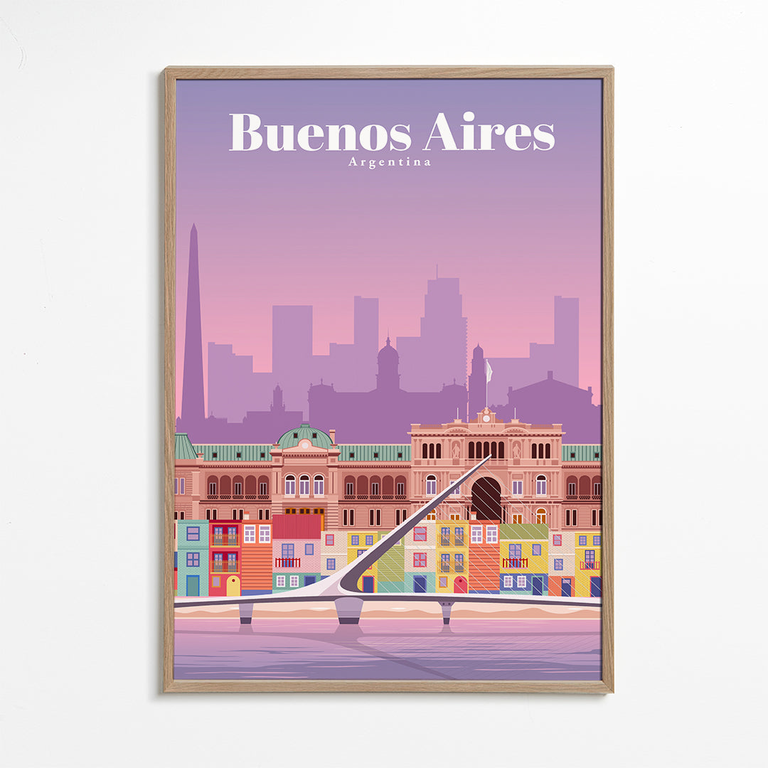 Plakát z cest: Barevná ilustrace Buenos Aires