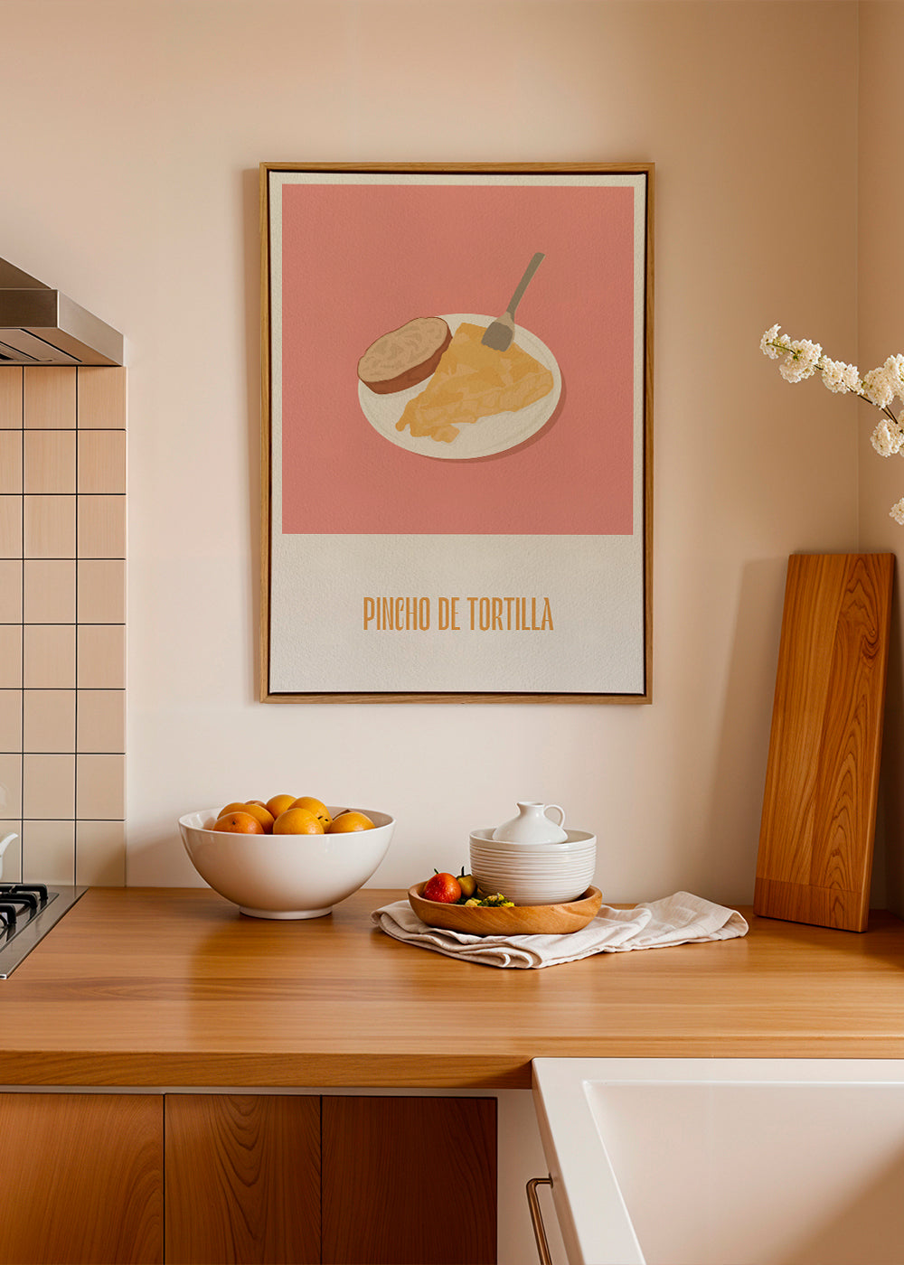 Obraz do kuchyně: pincho tortilla na růžovém pozadí