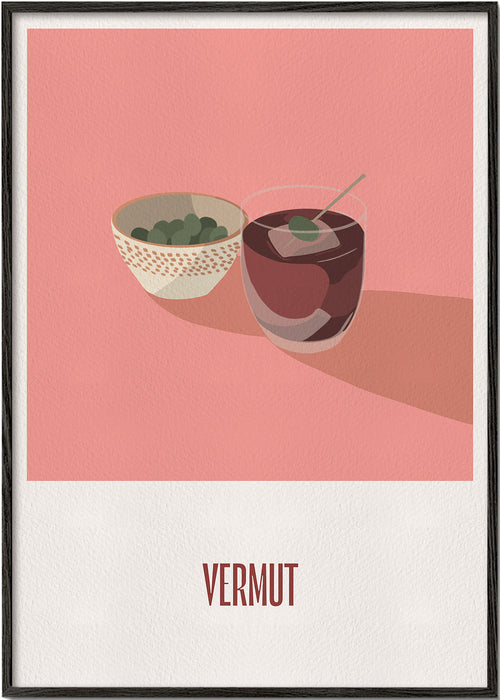 Obraz do kuchyně Vermut a olivy minimalistická ilustrace