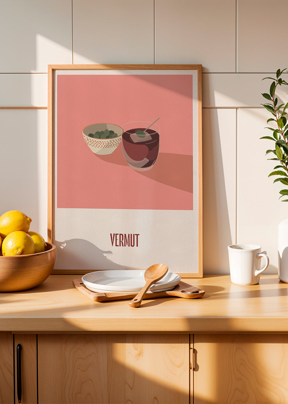 Obraz do kuchyně Vermut a olivy minimalistická ilustrace